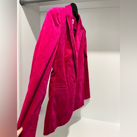 J.Crew Velvet One Button Blazer Brilliant Berry Size 0 BU281 $218 - Picture 5 of 10